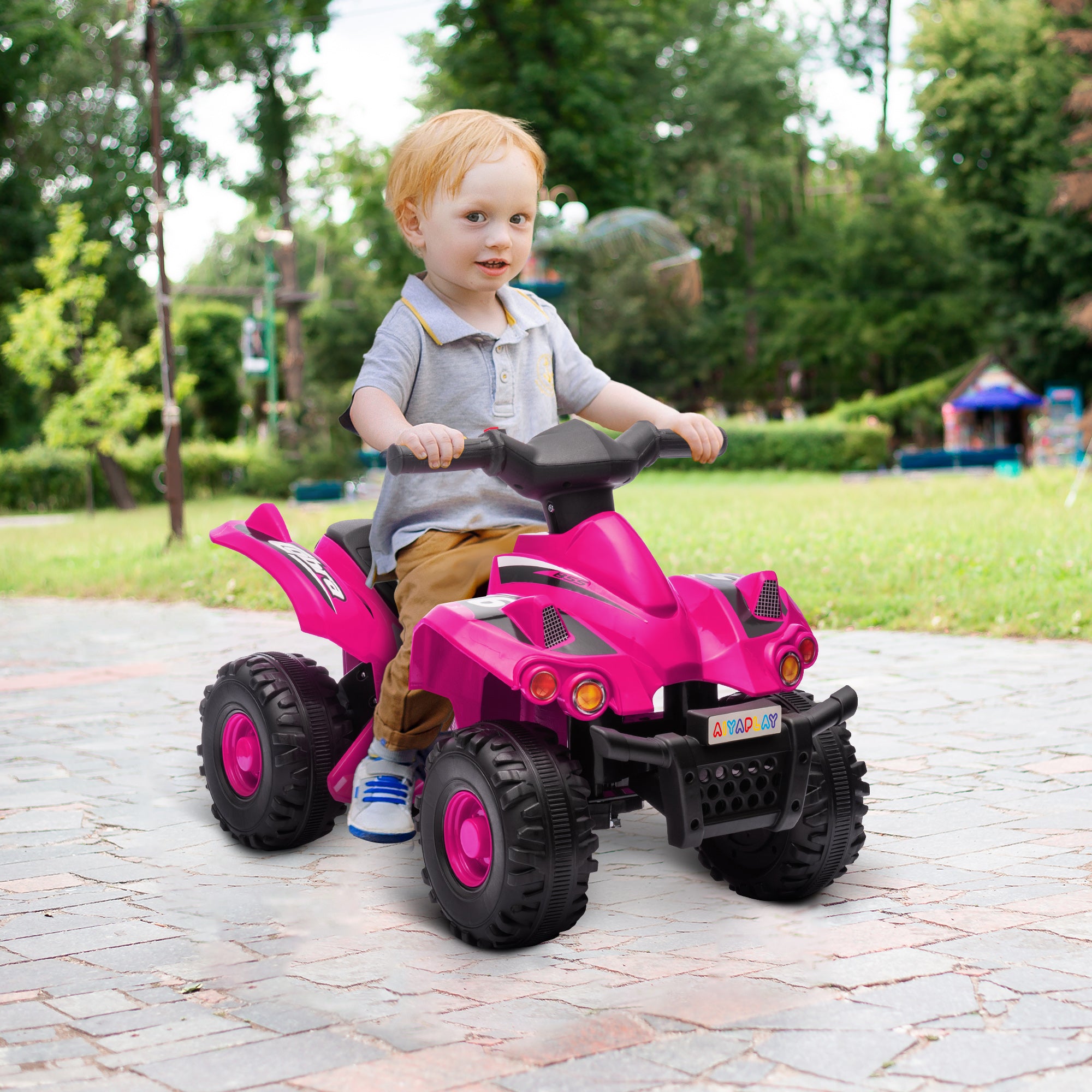 6V Kids Electric Quad Bike w/ Music, Forward Function, for 2-6 Years, Pink