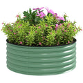 Galvanised Steel Raised Garden Bed Set with Gloves 43cm Depth - Light Green