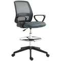 Ergonomic Mesh Back Drafting Chair with Adjustable Height - Grey
