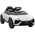 12V Licensed Lamborghini Electric Cars for Kids, Ride On Car with Remote Control for 3-6 Years Old, White