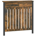 Rustic-Look Radiator Cover 93 x 88.5cm with Drawer - Brown/Black