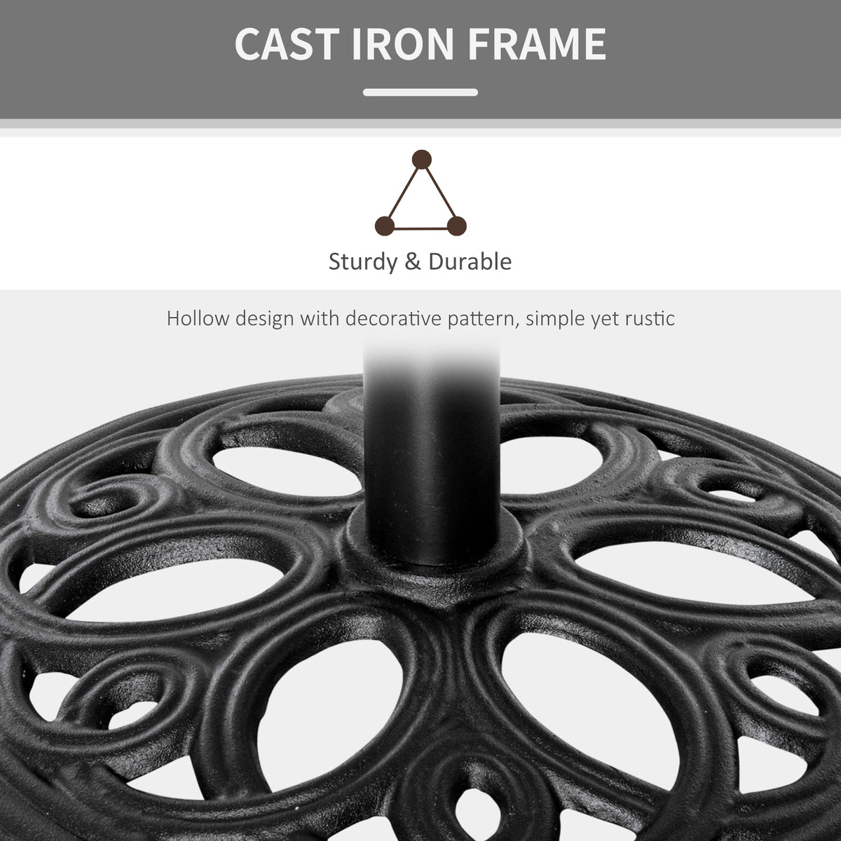 11.5 kg Cast Metal Round Patio Umbrella Base Stand, Umbrella Holder for Outdoor, Patio, Garden, Black
