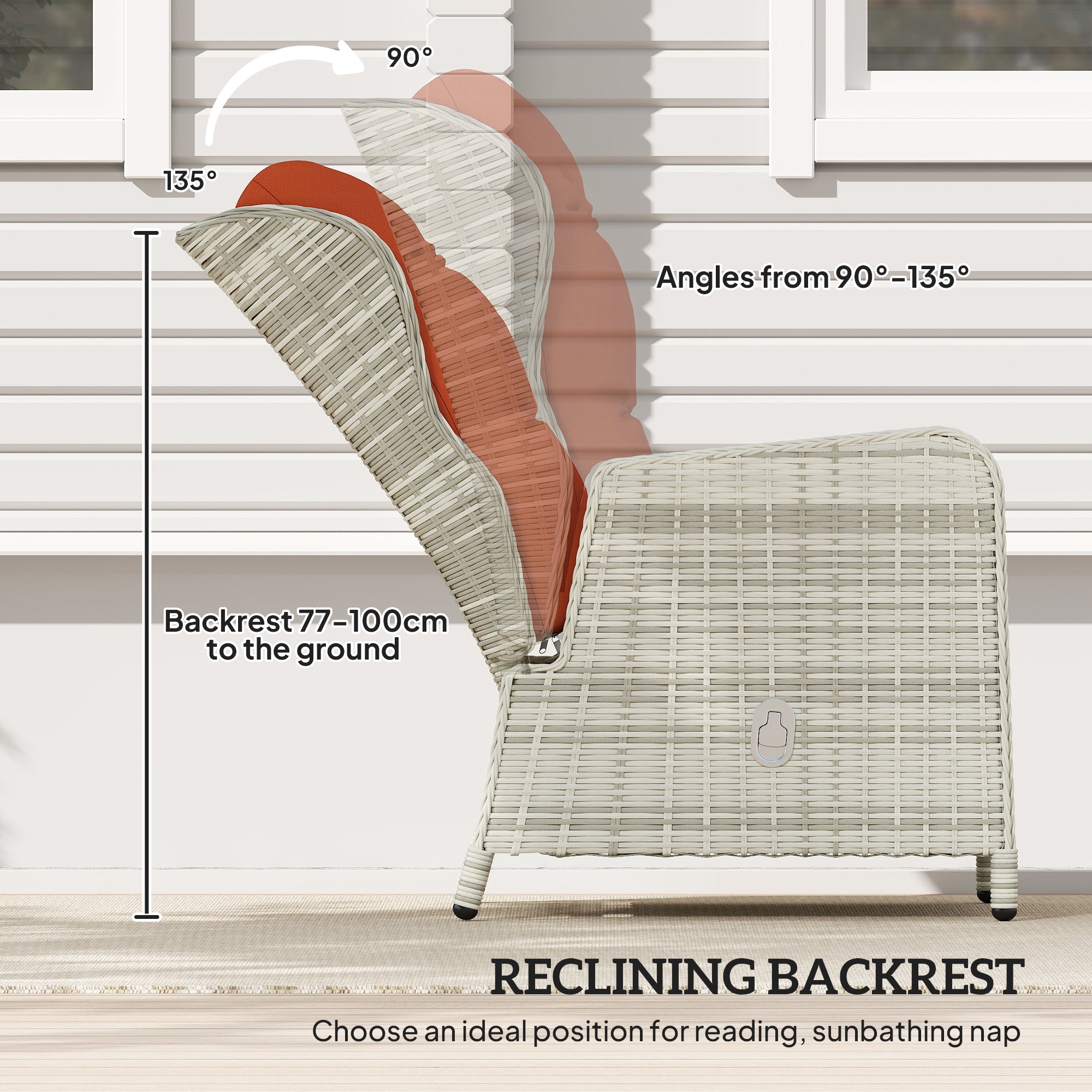 5 Piece Rattan Bistro Set with Cushions and Glass Table Top - Orange