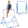 Adjustable Foldable Kids Gymnastic Bar with Horizontal Bars - Blue