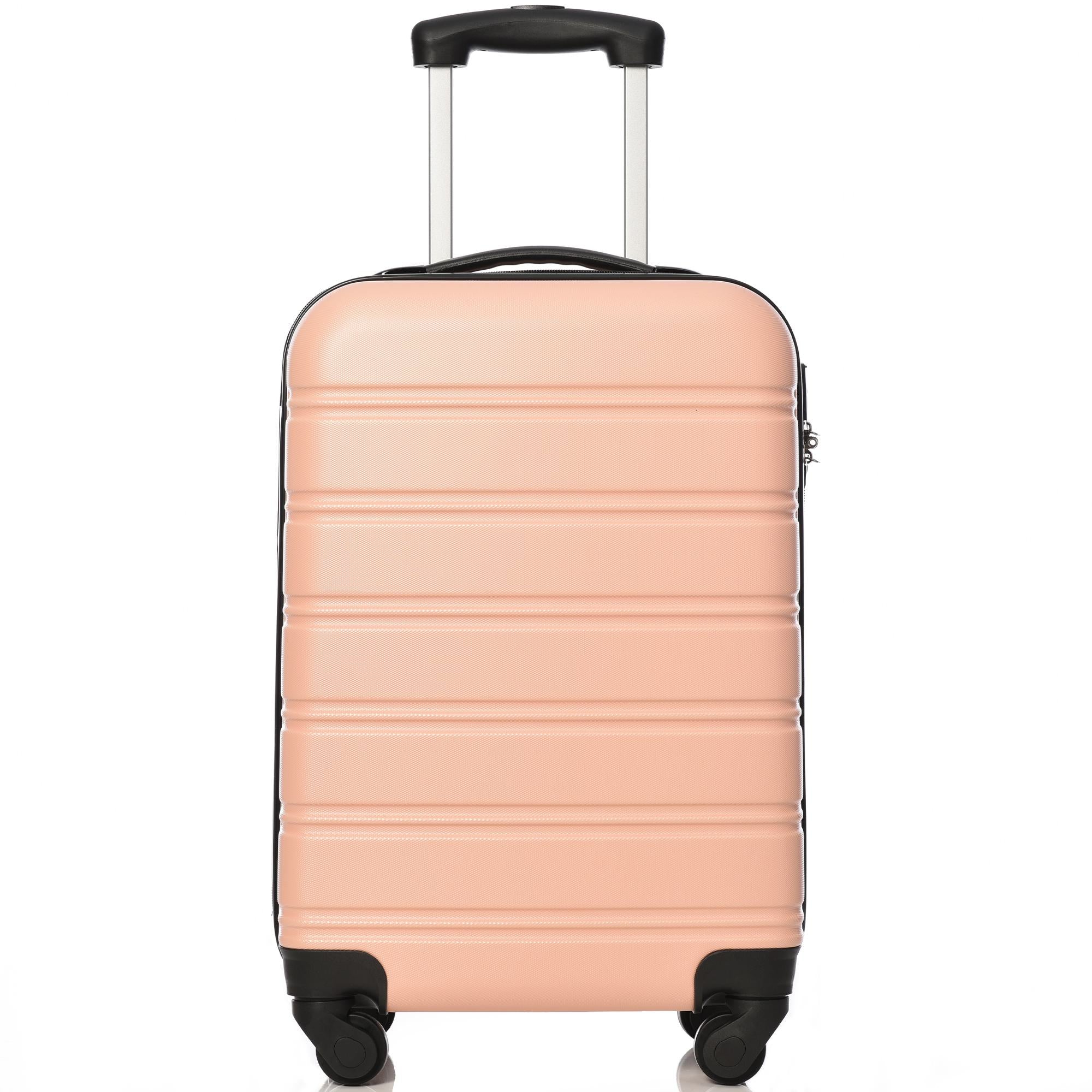 20" 4-Wheel ABS Hard Shell Travel Trolley Suitcase with Silent Universal Wheels, Luggage with Combination Lock, 35L × 23W × 57H cm, Pink