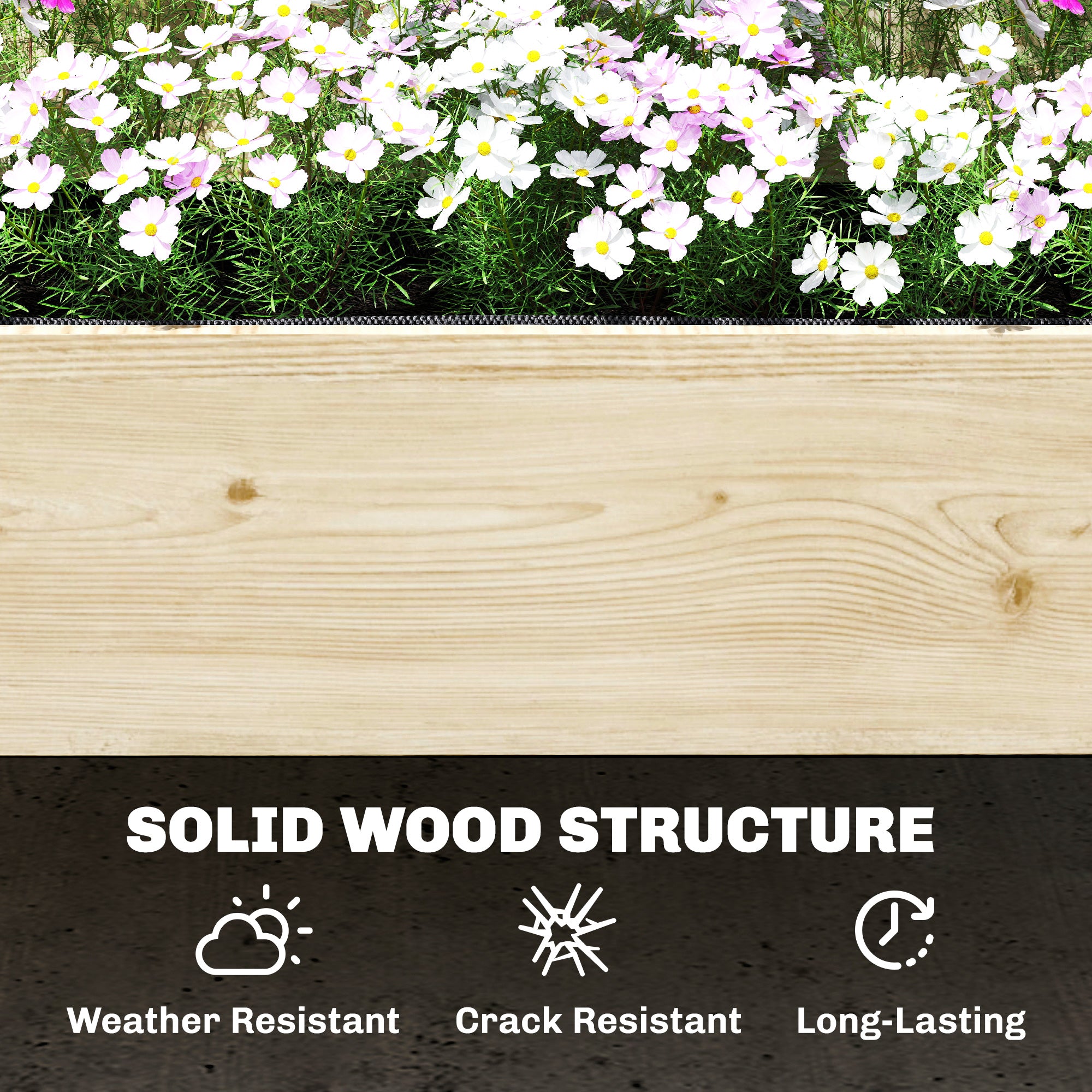 Raised Garden Bed 2-Tier Stepped Design Planter Box with Trellis for Climbing Plants 108x62x120 cm