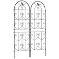Set of 2 Metal Garden Trellis Panels with Bird Motifs 50x150cm - Black