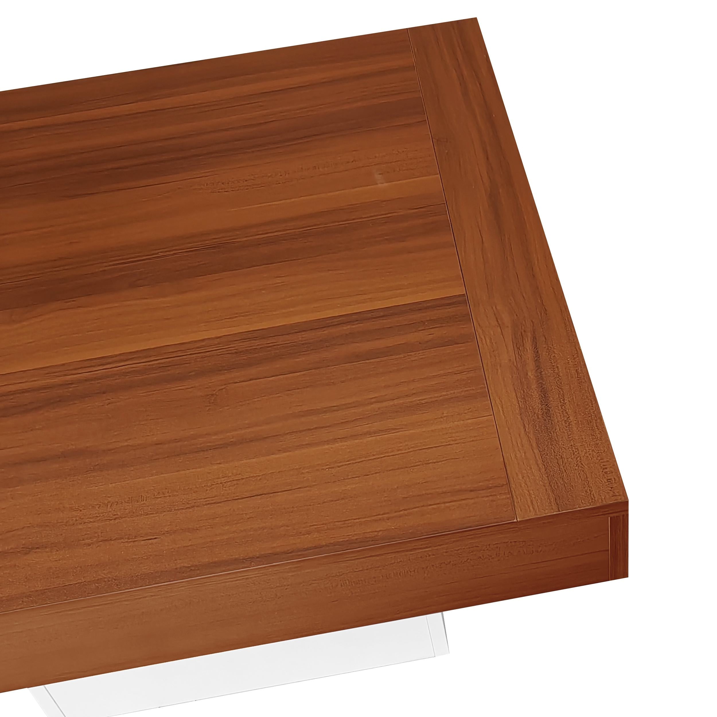 Square Coffee Table with LED Lights, Rustic Industrial Design, Particle Board, 70L x 70W x 40H cm, Brown+White