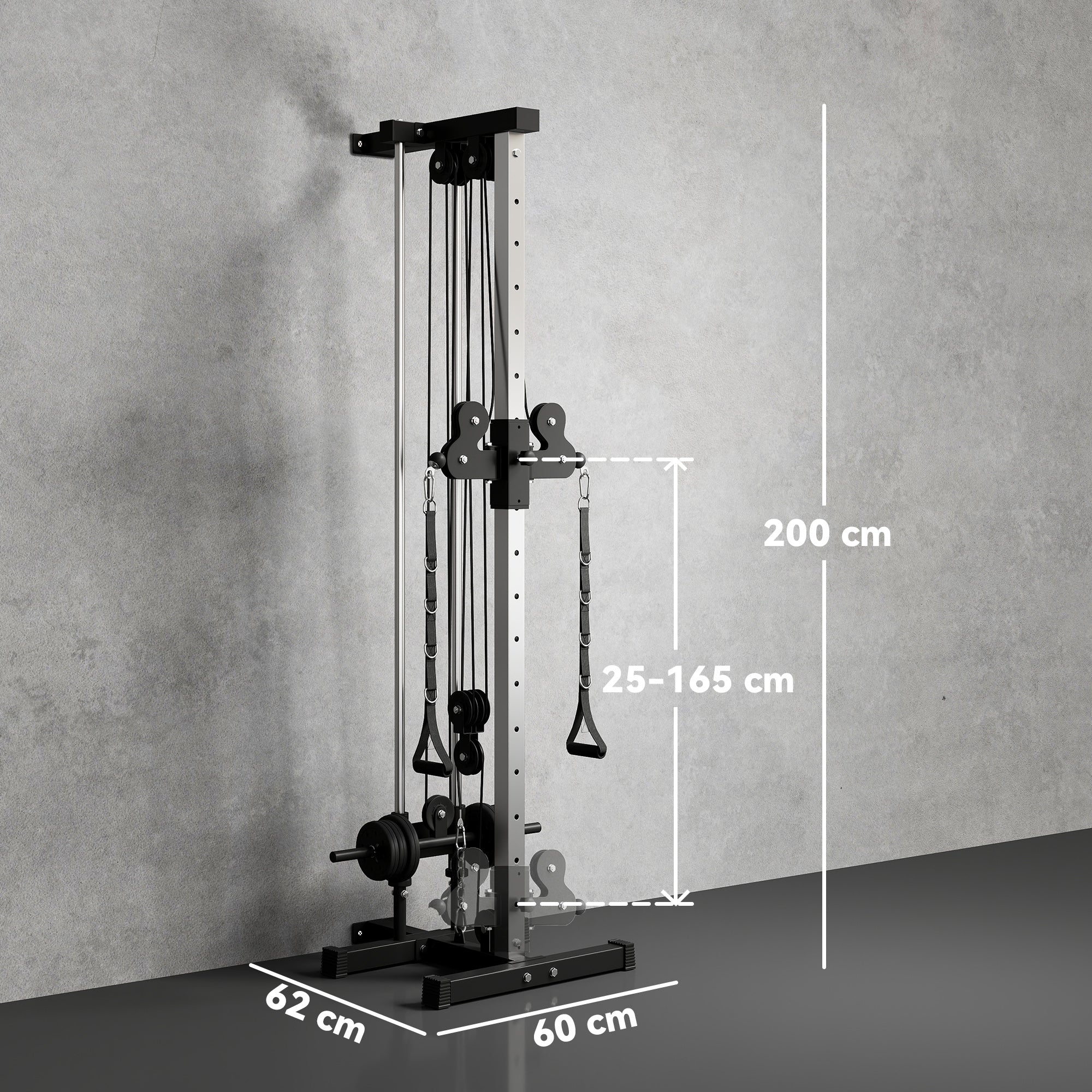 Wall Mount Cable Machine, 15 Positions Adjustable Cable Crossover Machine Dual Pulley System for Home Gym