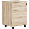 Two Drawer Lockable Filing Cabinet with Wheels - Oak Wood Effect