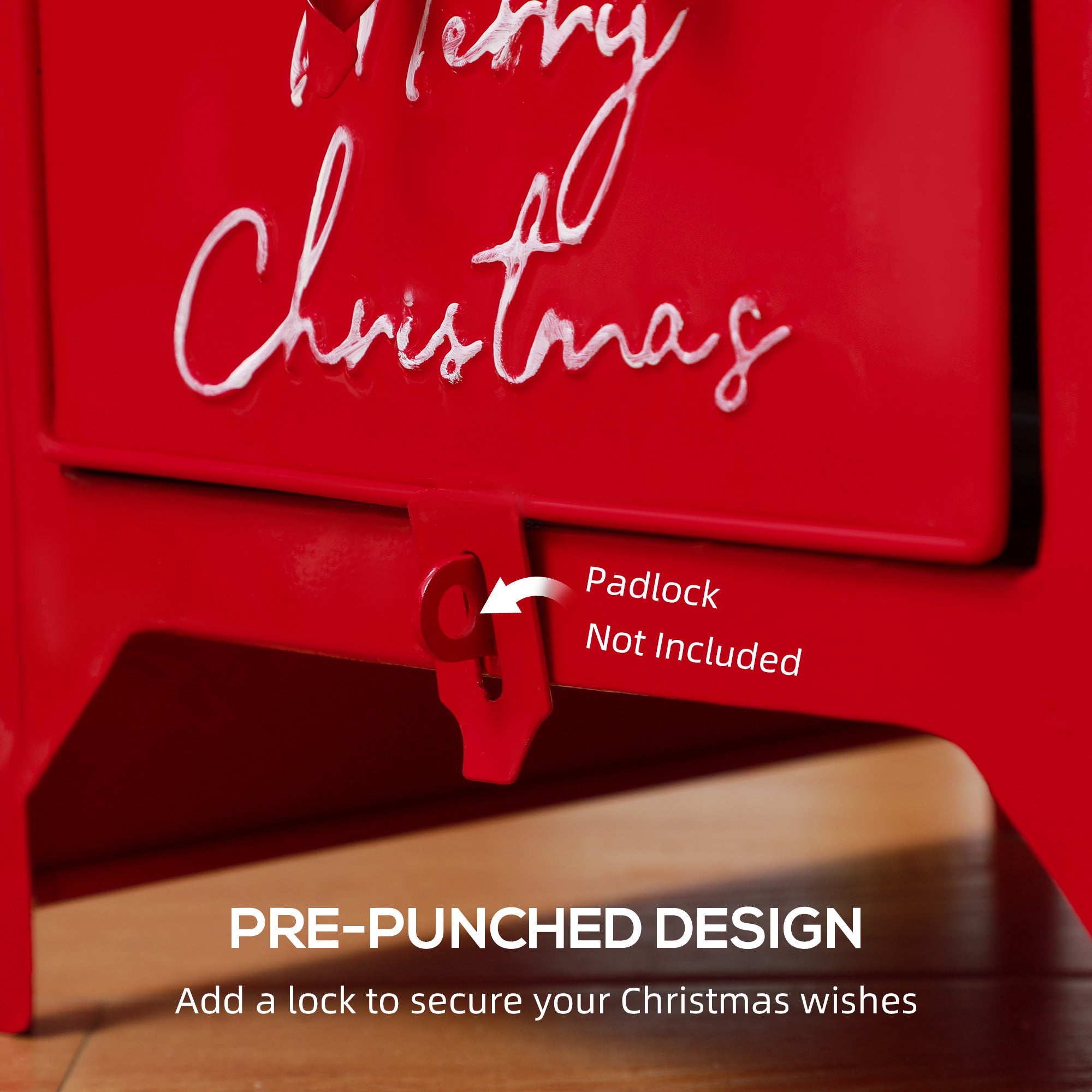 Christmas Post Box, Letters for Santa Mailbox, Freestanding or Wall Mounted Postbox, Indoor Christmas Decoration, Red
