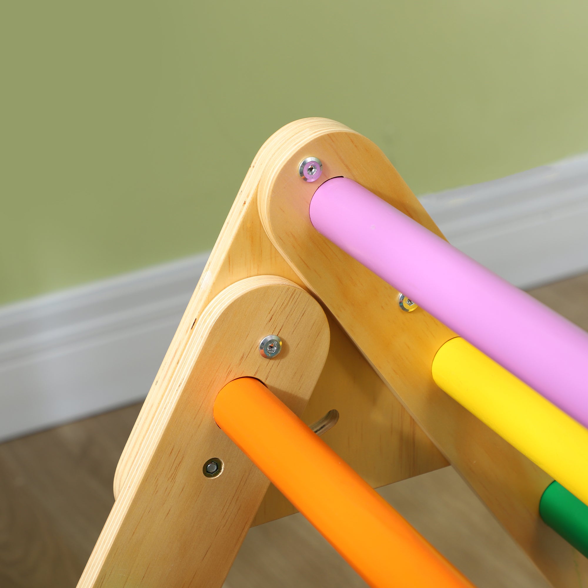 Toddler Climbing Frame for Kids, with Ramp, 3-in-1 Wooden Pikler Triangle Set for 18-48 Months, Multicolour