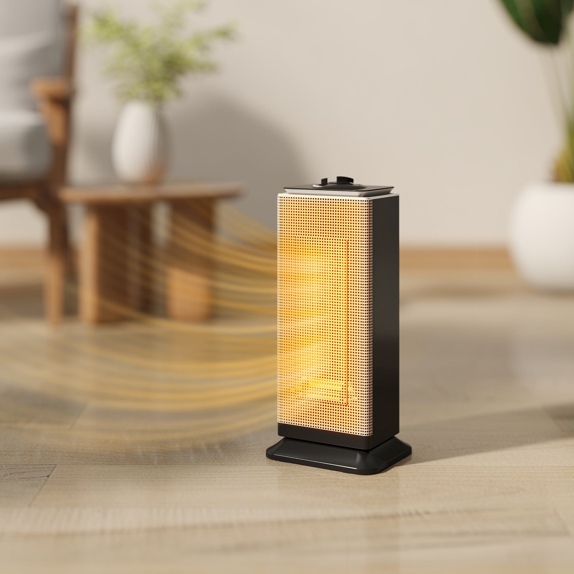 2000W Ceramic Electric Heater with Fan, Oscillation - Black