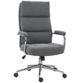 Executive Office Chair, Linen Fabric Computer Desk Chair with Double-Layer Back Cushion, Rocking Function, Height Adjustable for Home, Charcoal Grey