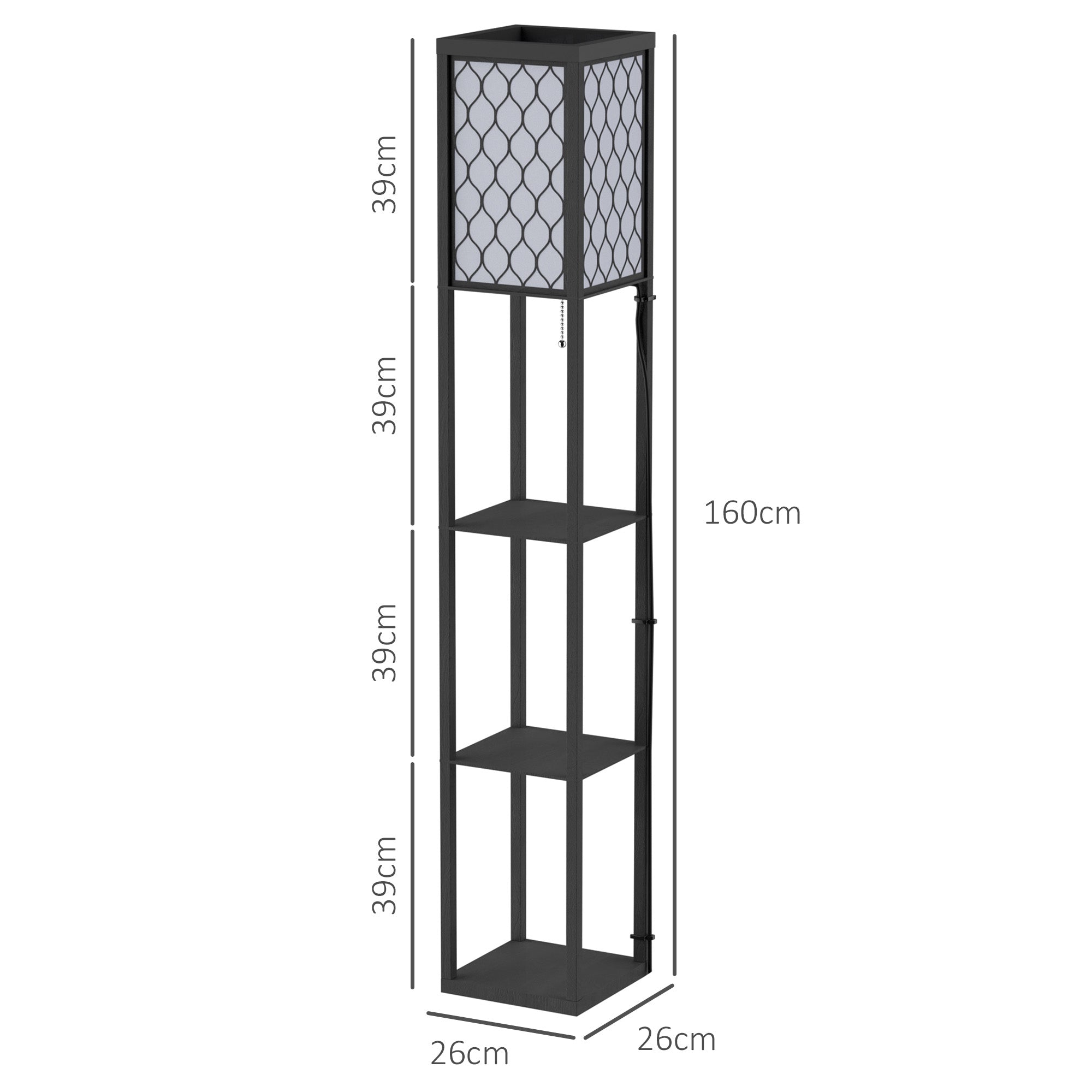 Three-Shelf Standing Lamps Set of 2 - Black