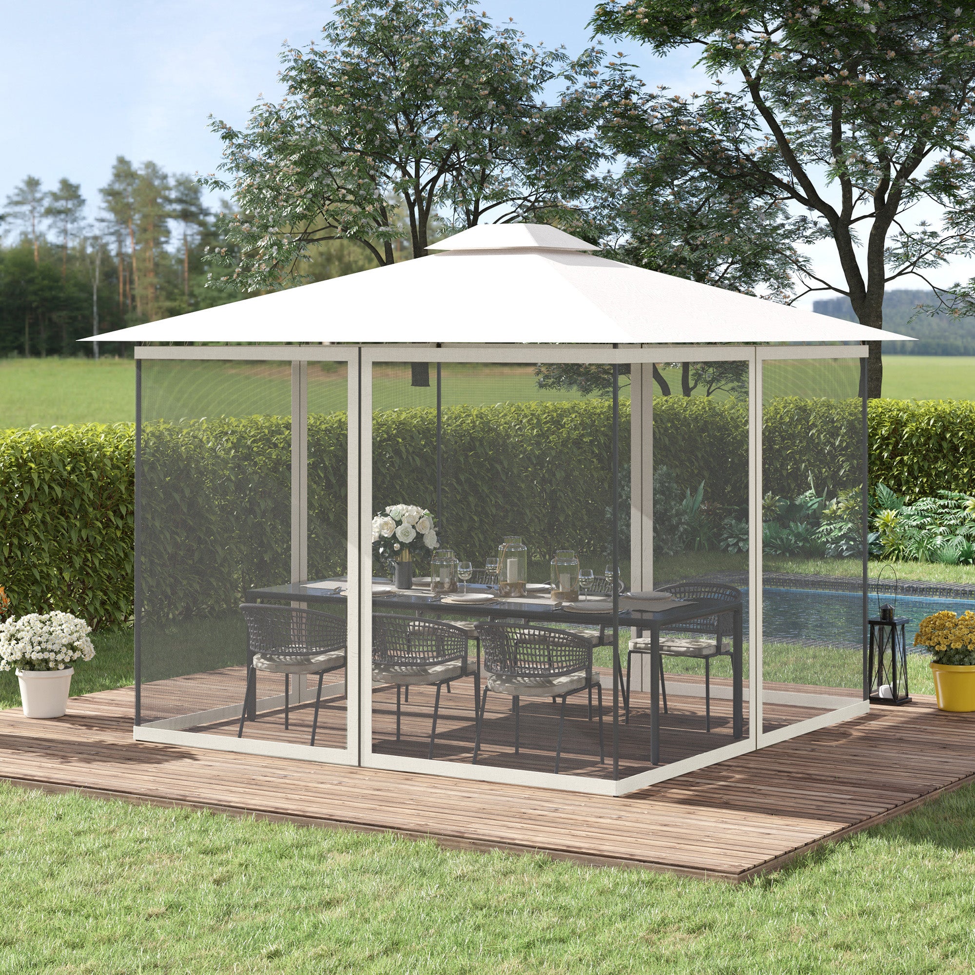 Universal Replacement Mesh Sidewall for 10x10 Gazebo Canopy - White