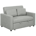 Velvet-Feel Two-Seater Sofa Bed with Adjustable Backrest - Light Grey