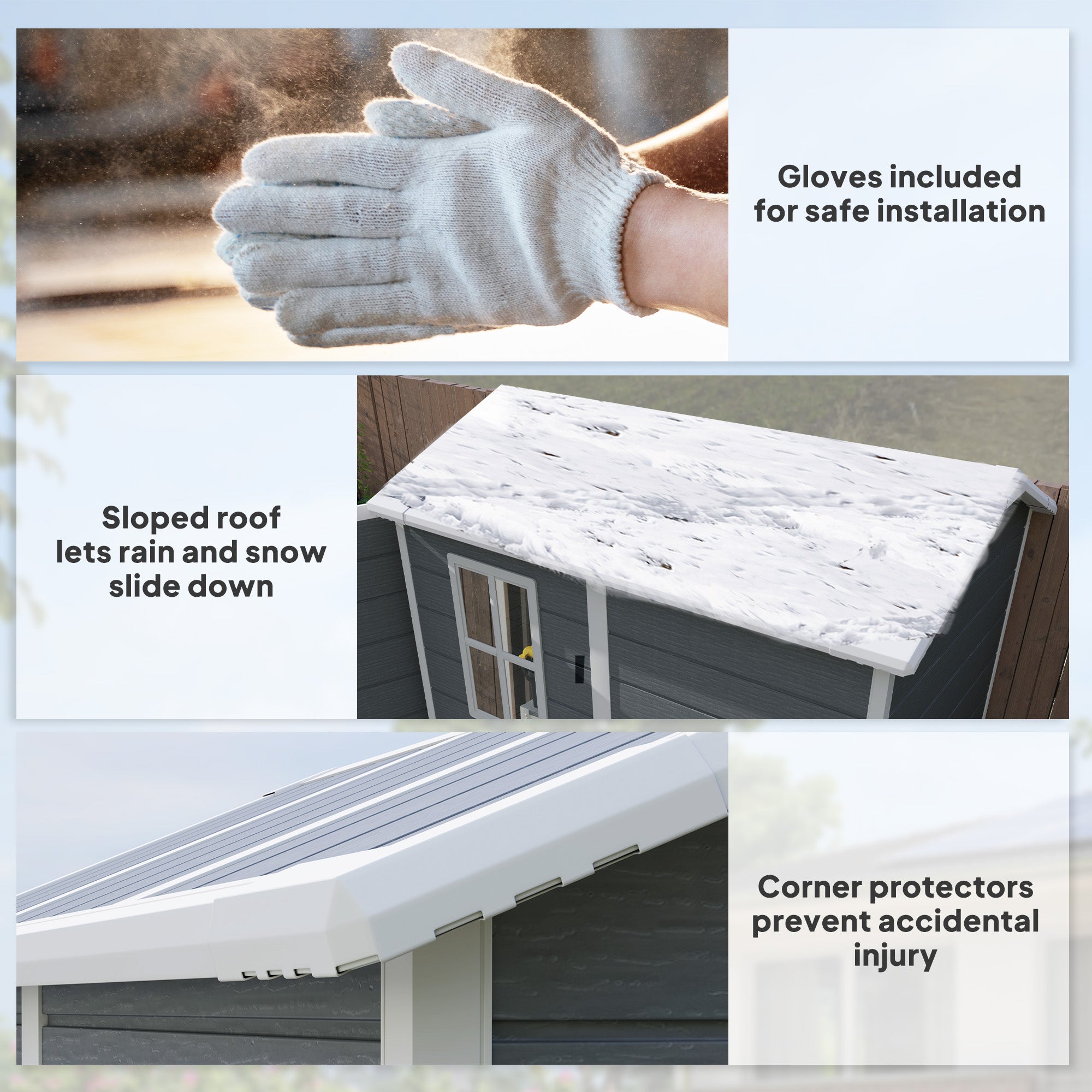 4x6ft Plastic Garden Shed with Floor and Lockable Door - Grey