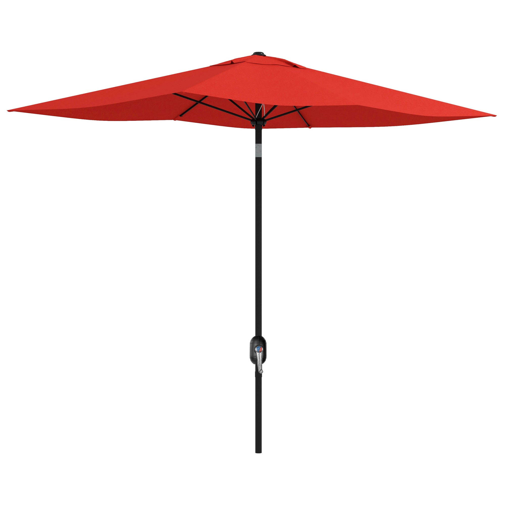 Set of 2 Rectangular Garden Parasol Umbrellas with Tilt - Wine Red