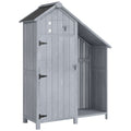 Garden Outdoor Storage Shed 3 Shelves Tilt Roof w/ Firewood Rack Log Carrier, 129L x 51.5W x 180H cm