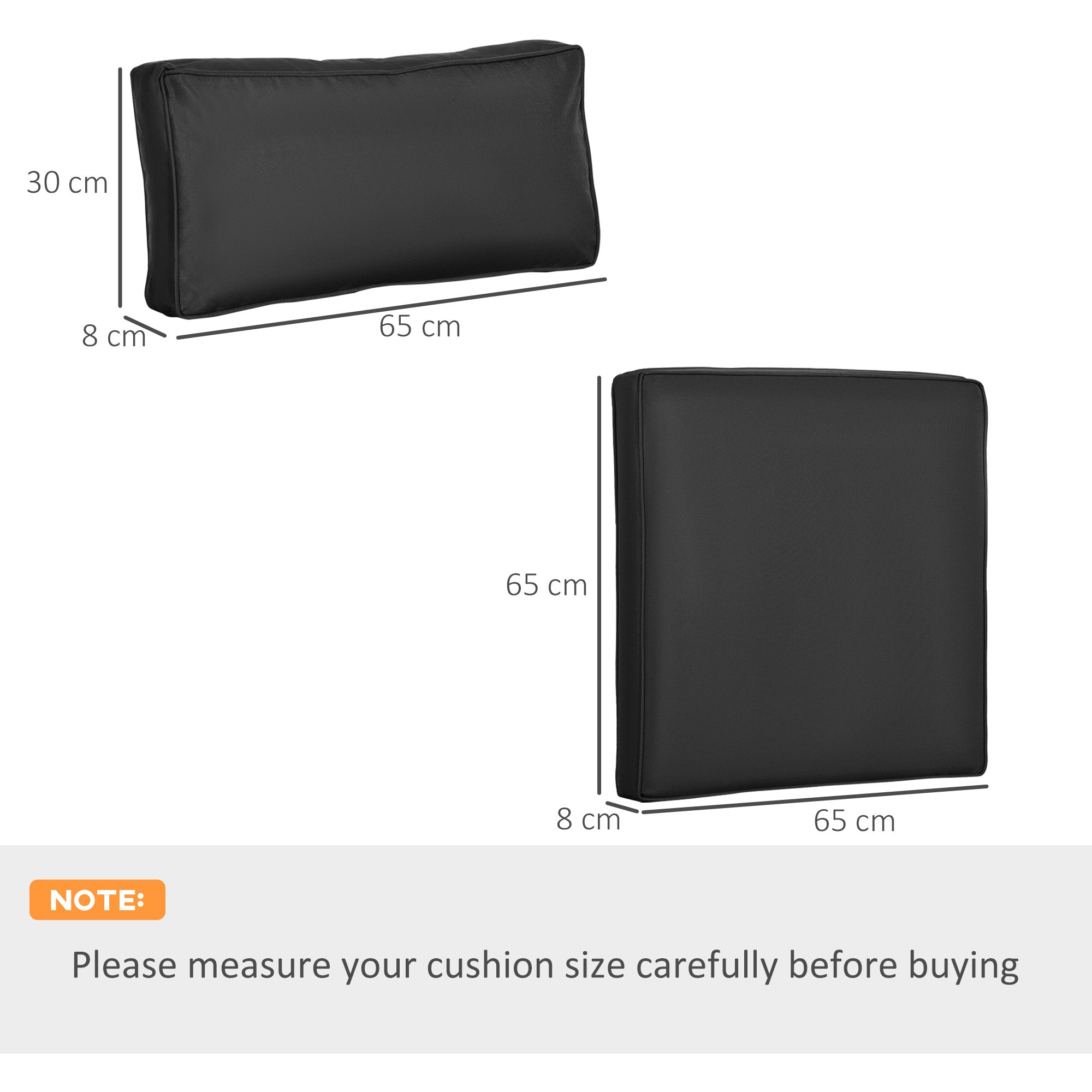 Set of 14 Outdoor Dining Chair Cushions with Soft Polyester Covers - Black