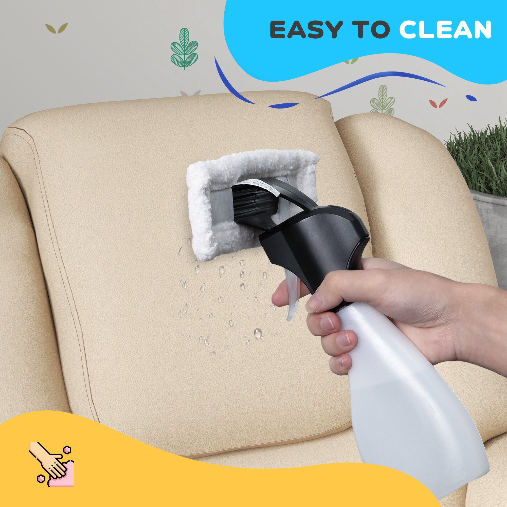 Kids Recliner Chair, PU Leather with Adjustable Backrest, Footrest, Padded Headrest, Beige