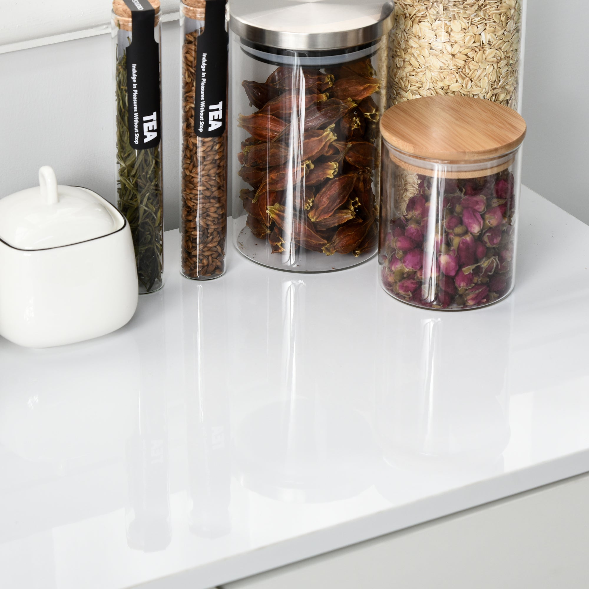 High Gloss Frame Sideboard, Side Cabinet, Push-Open Design with 2 Drawer for Living Room, Bedroom, White