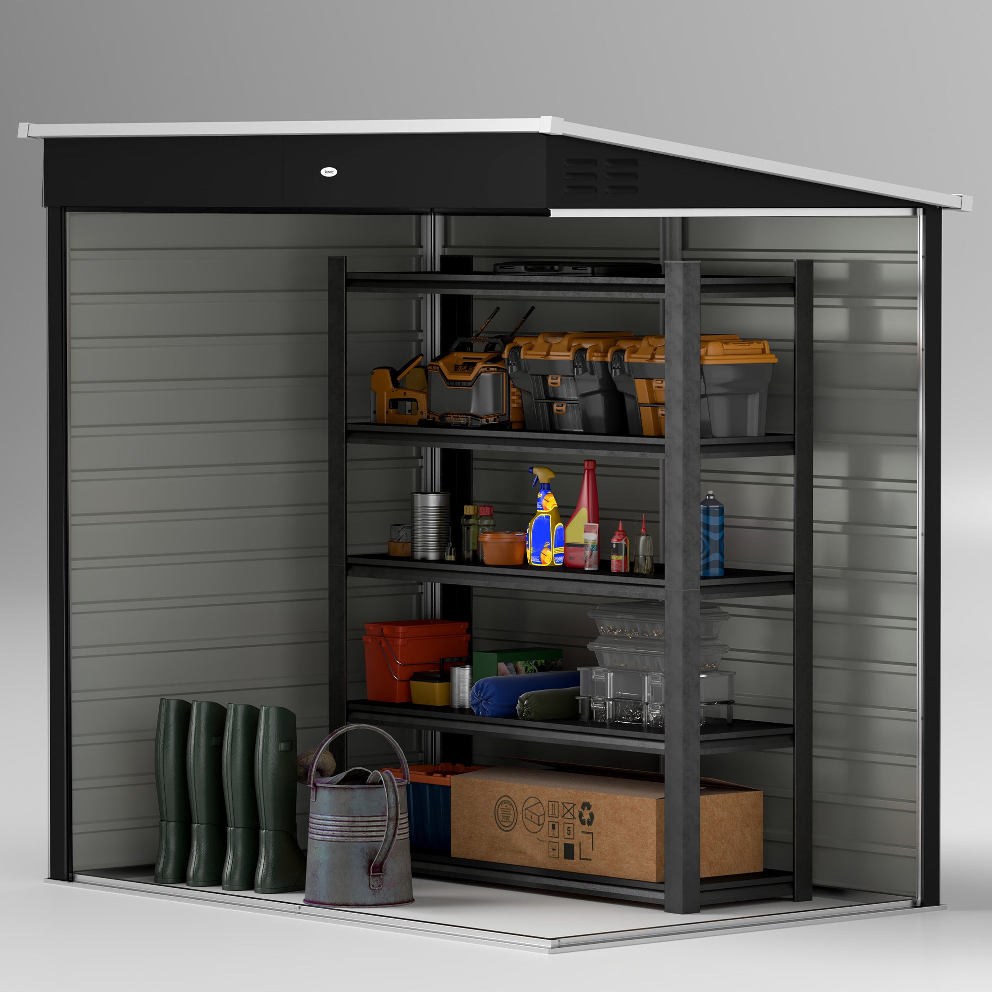 6 x 4ft Metal Garden Storage Shed with Lockable Door - Dark Grey