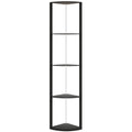 RGB LED Floor Lamp with Shelves, 4-Tier Dimmable Standing Lamp with Remote Control, Black