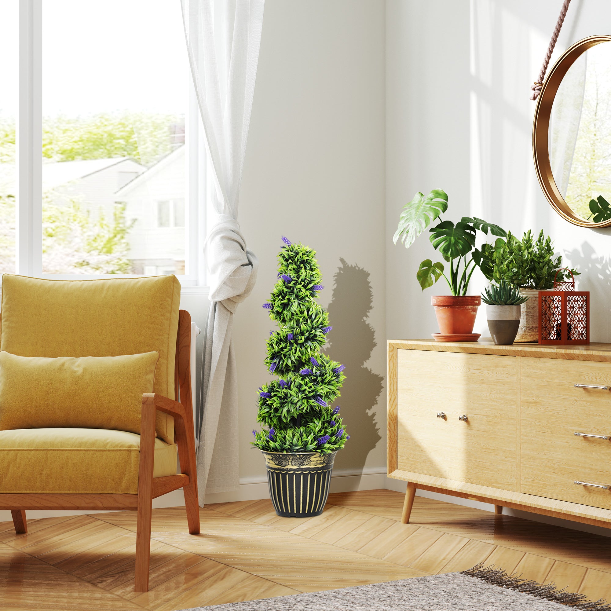 Set of Two 90cm Artificial Lavender Trees