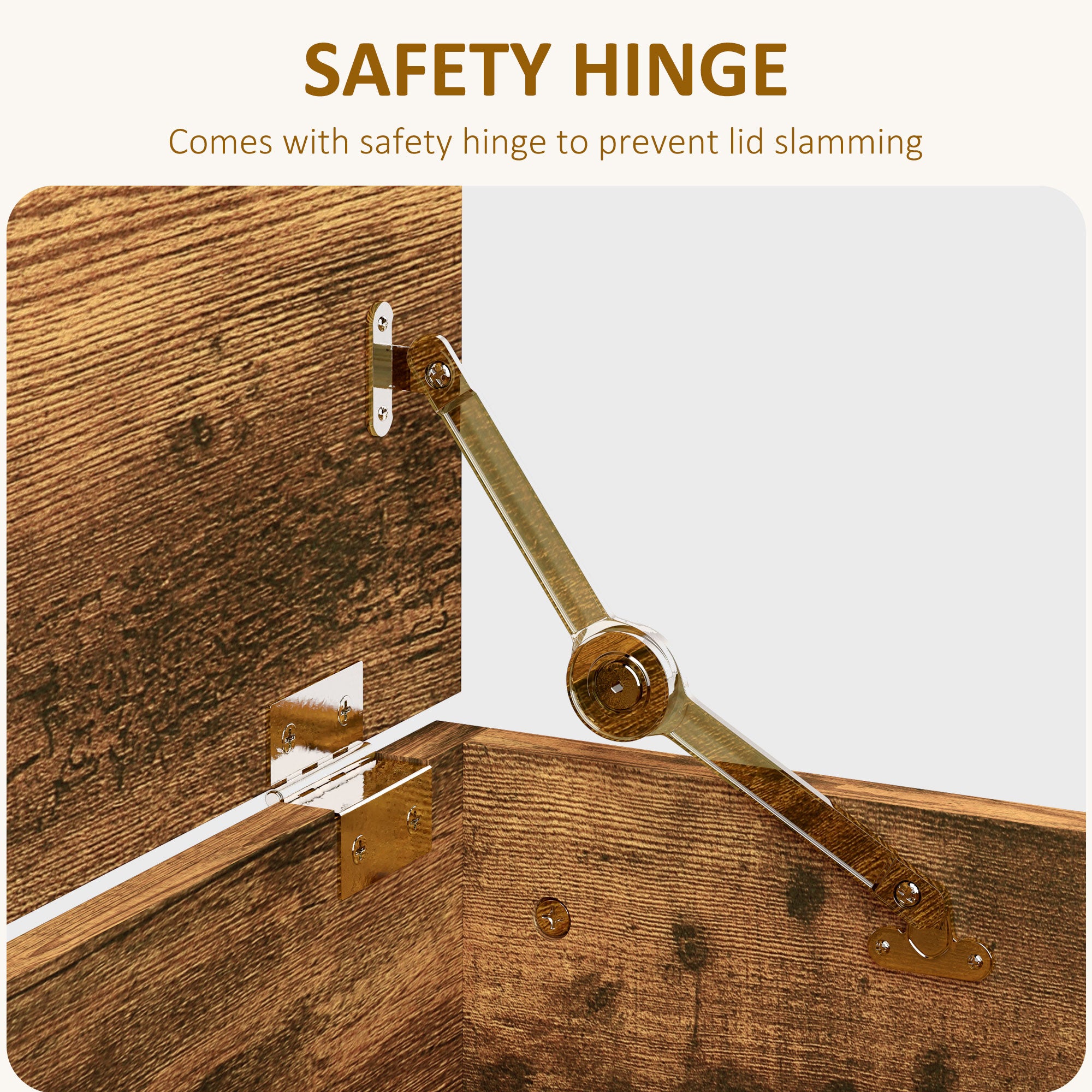 113L Storage Chest, Storage Box with Flip-Top Lid and 2 Safety Hinges, Storage Trunk for Living Room, Entryway, 100 x 40 x 40 cm, Rustic Brown