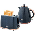 1.7L 3000W Fast Boil Kettle & 2 Slice Toaster Set with Auto Shut Off and Browning Controls - Blue