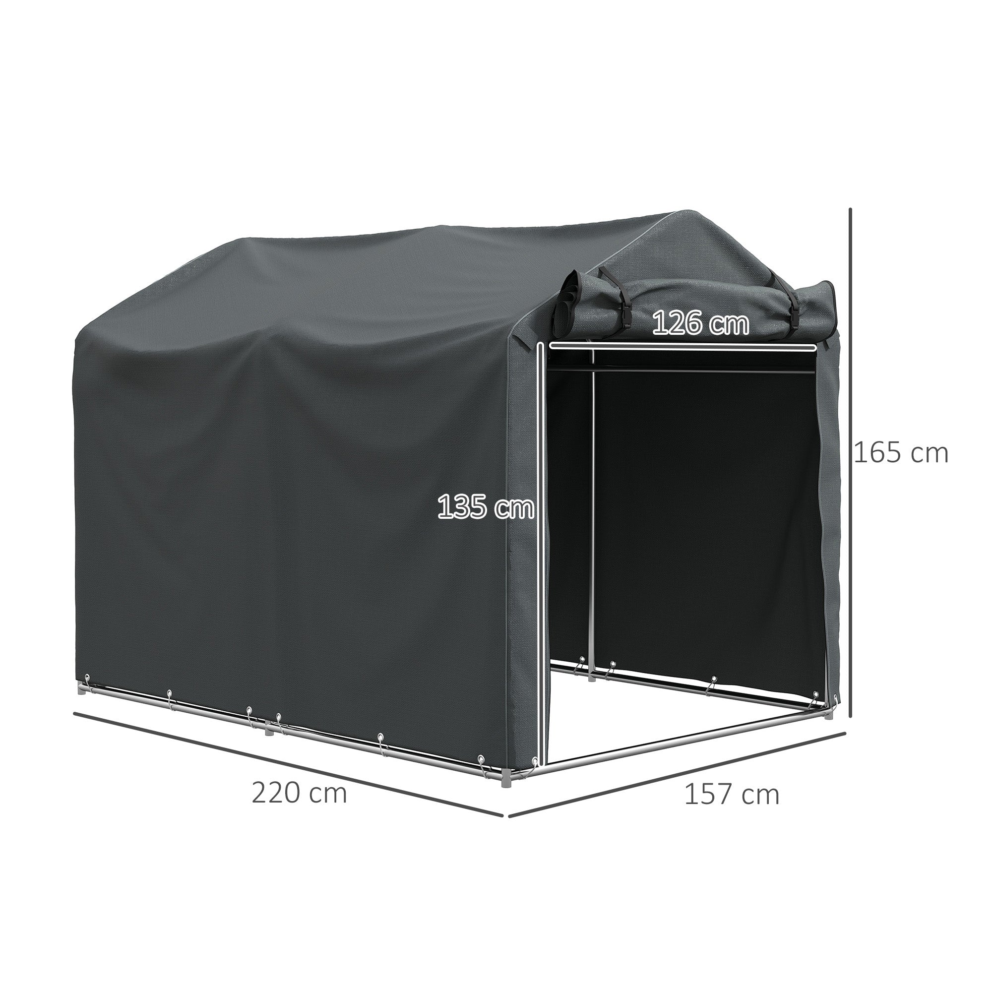 Garden Storage Tent 2.2x1.6m Waterproof UV-Resistant Dark Grey