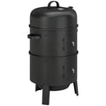 3-in-1 Vertical Charcoal Smoker with 2 Grill Grates, Built-in Thermometer, Adjustable Vent, 2 Doors