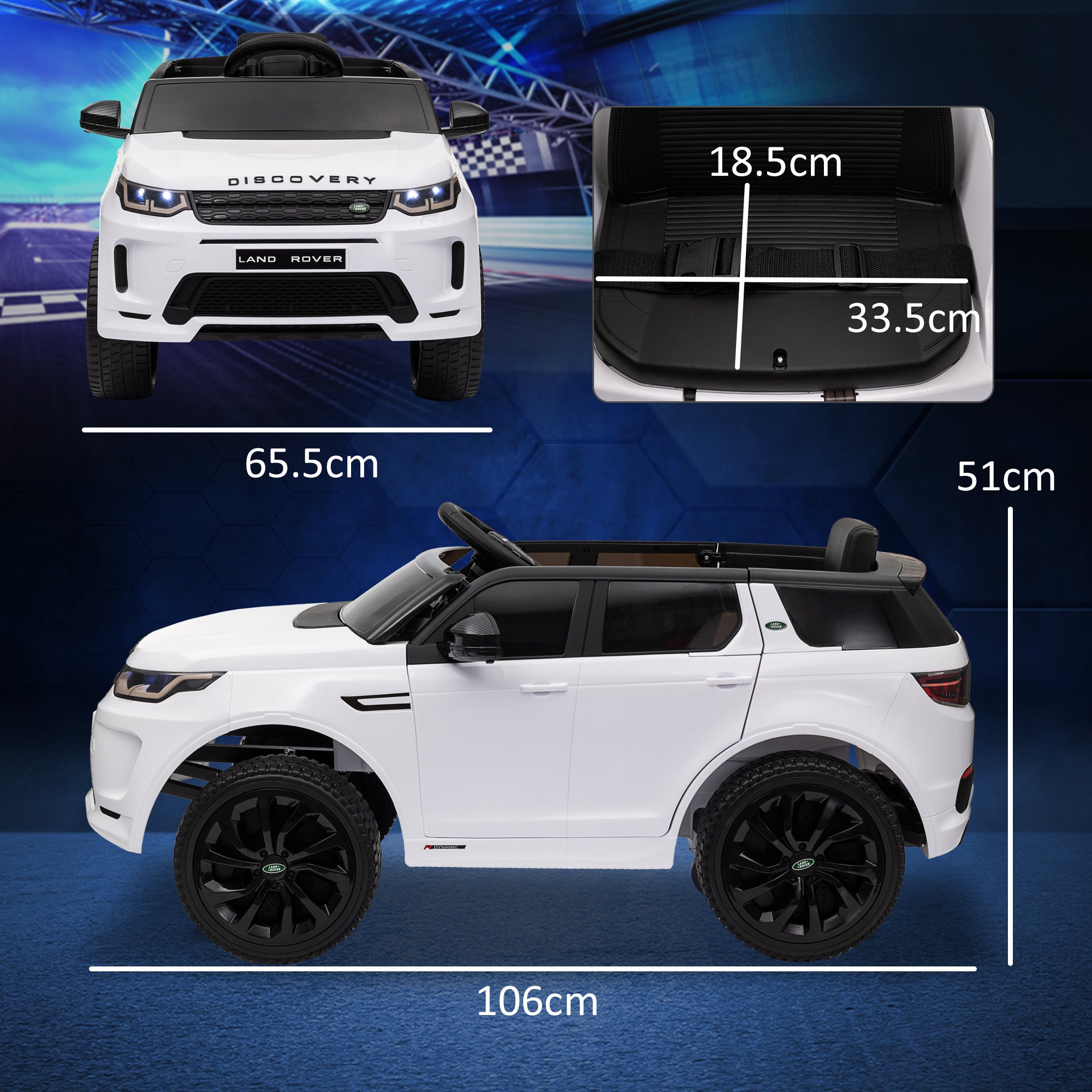 Land Rover Discovery Sport Licensed 12V Kids Ride on Car w/ Remote Control, Lights Music Horn, for 3-6 Years White