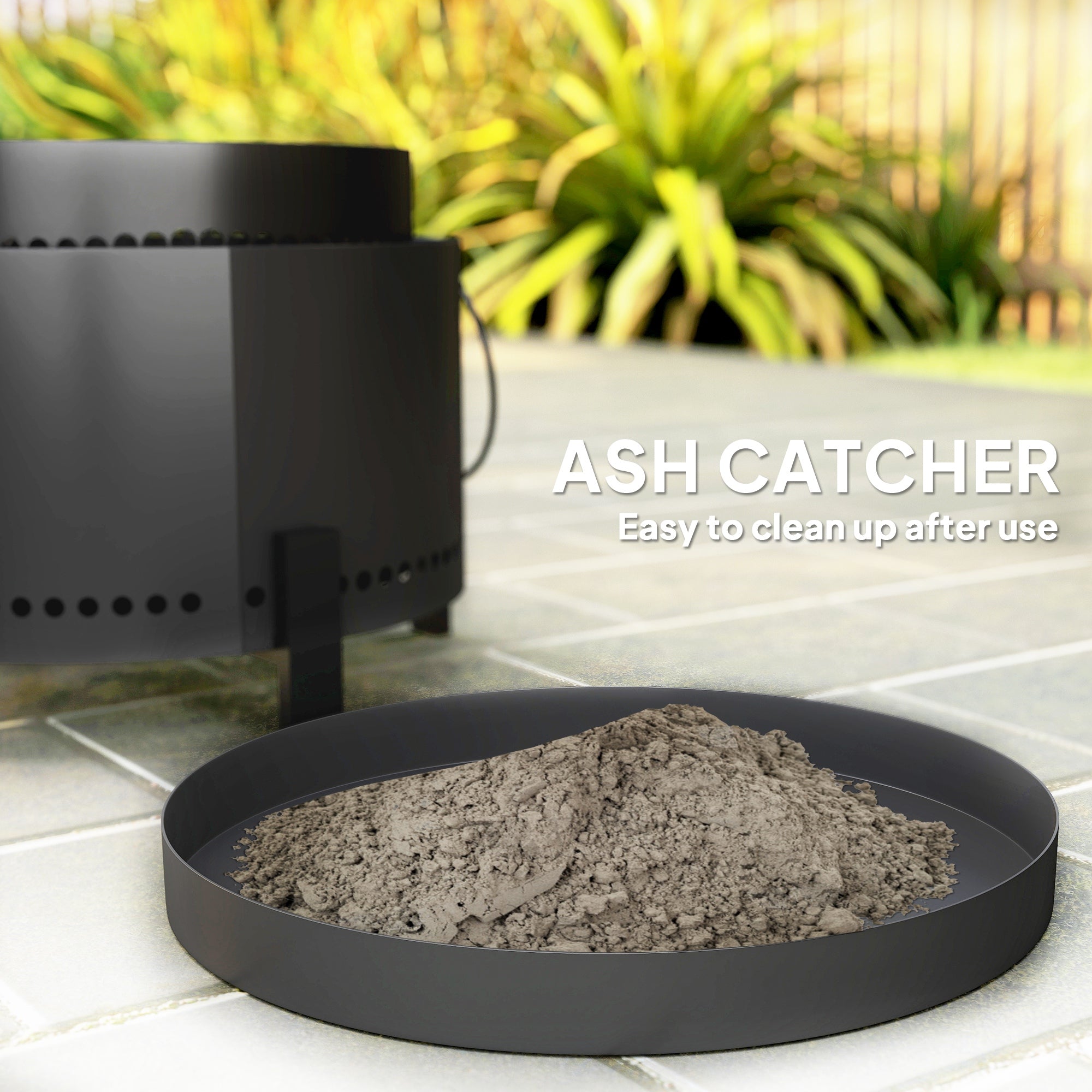 Smokeless Fire Pit with Ash Catcher, 37cm Portable Wood Burning Firepit with Poker for Garden Camping Bonfire Party, Metal, Dark Grey