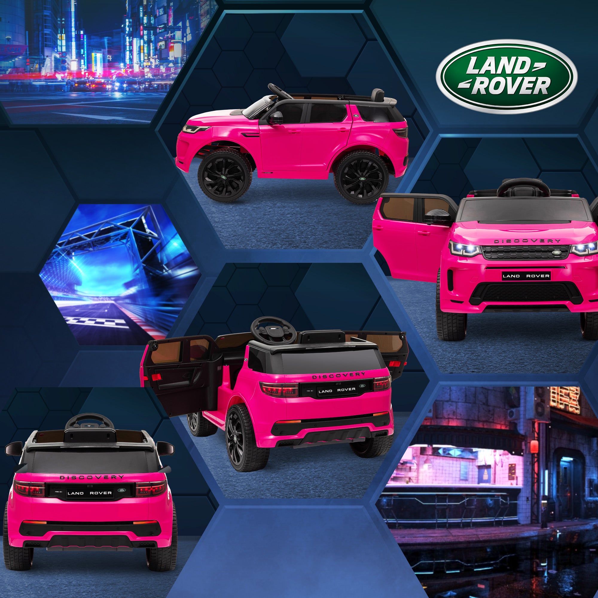 Land Rover Discovery Sport Licensed 12V Kids Ride on Car w/ Remote Control, Lights Music Horn, for 3-6 Years Pink