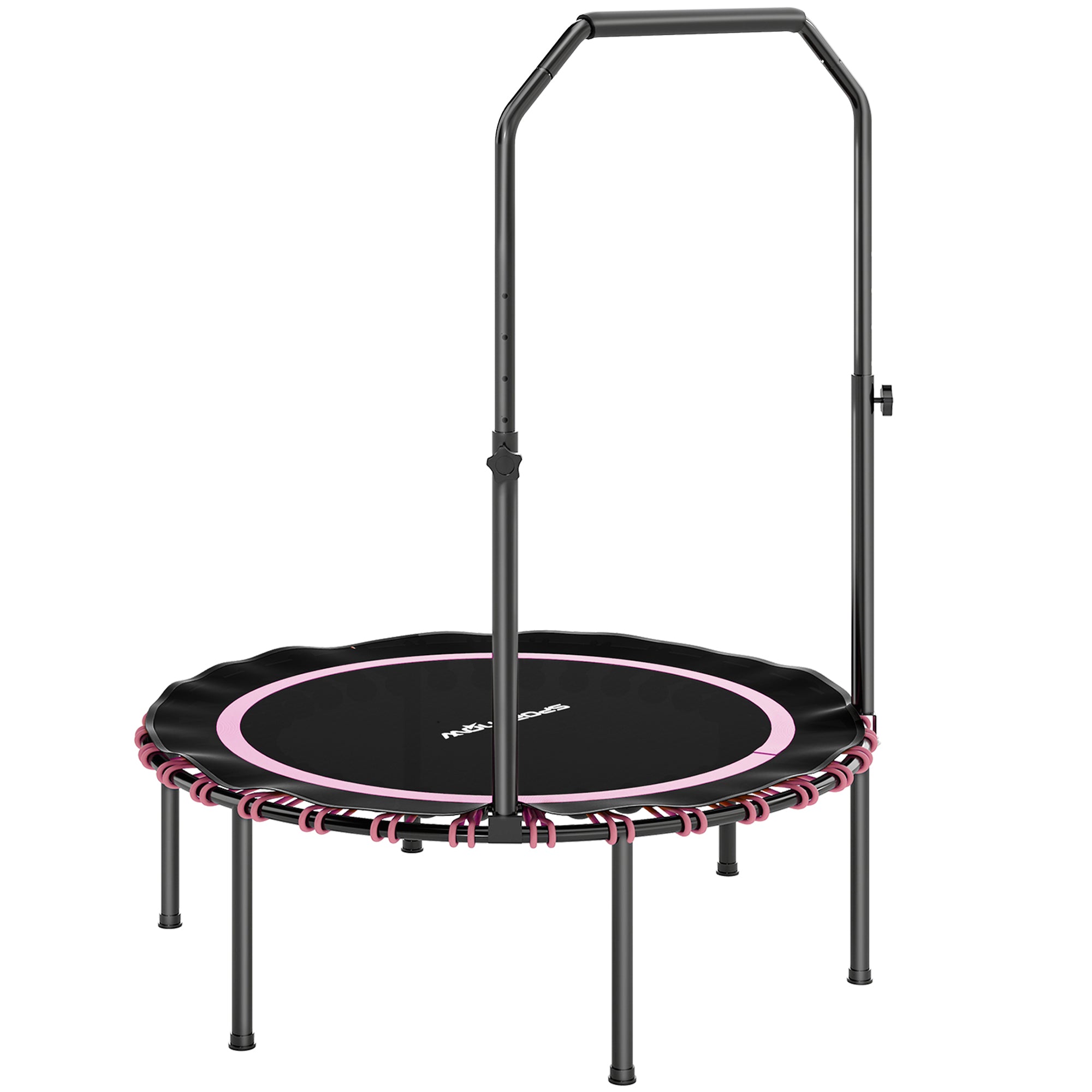 40" Foldable Fitness Trampoline Rebounder with Handle, Pink