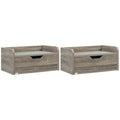Floating Nightstand Set of 2 Wall Mounted Bedside Tables with Storage Drawer - Grey