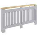 Slatted Radiator Cover, Painted Cabinet with Line Grill Design, 152L × 19W × 81H cm, Grey