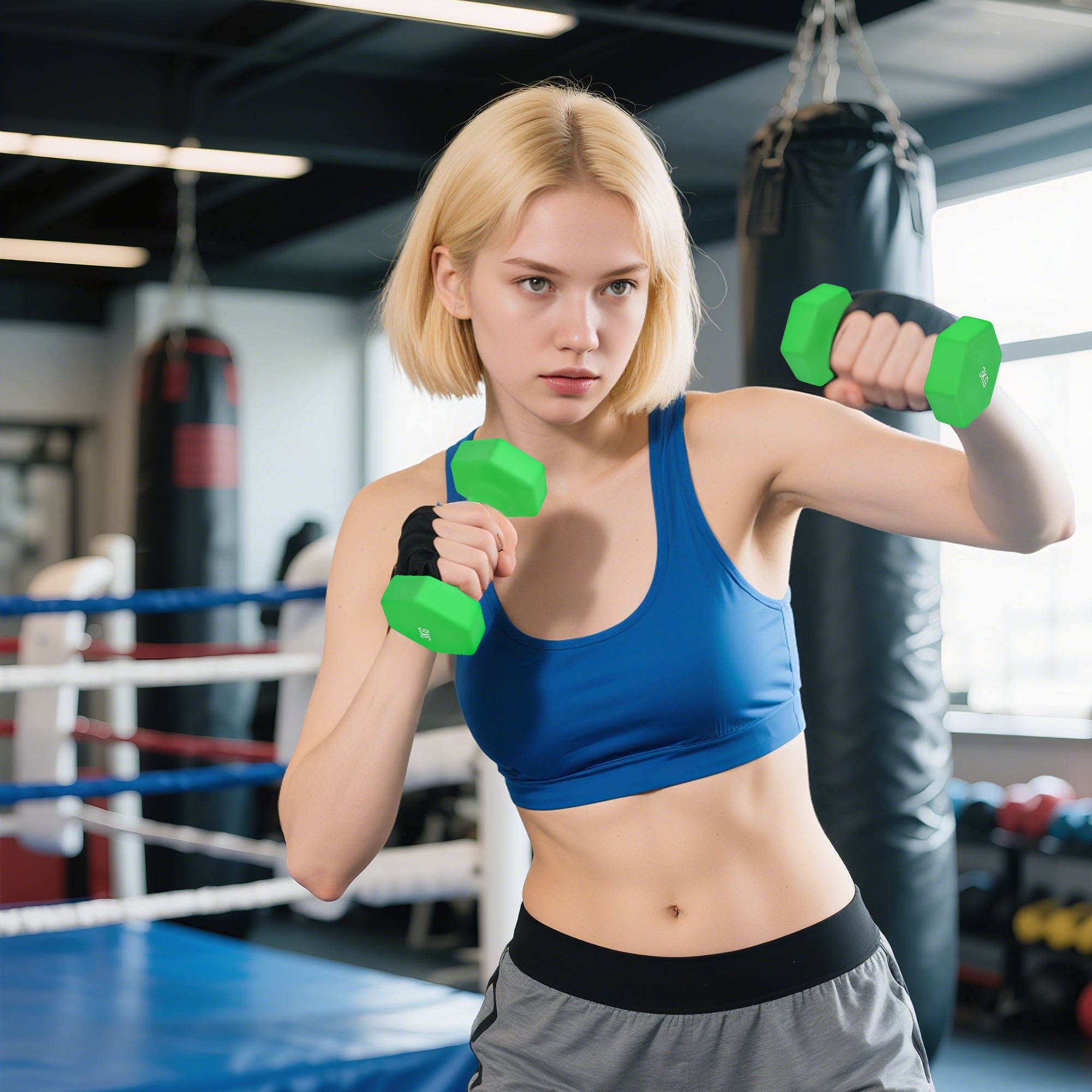 Hex Dumbbells Set with Dumbbell Rack, Hand Weights for Strength Training Weight Lifting, 2 x 1kg, 2 x 2kg, 2 x 3kg
