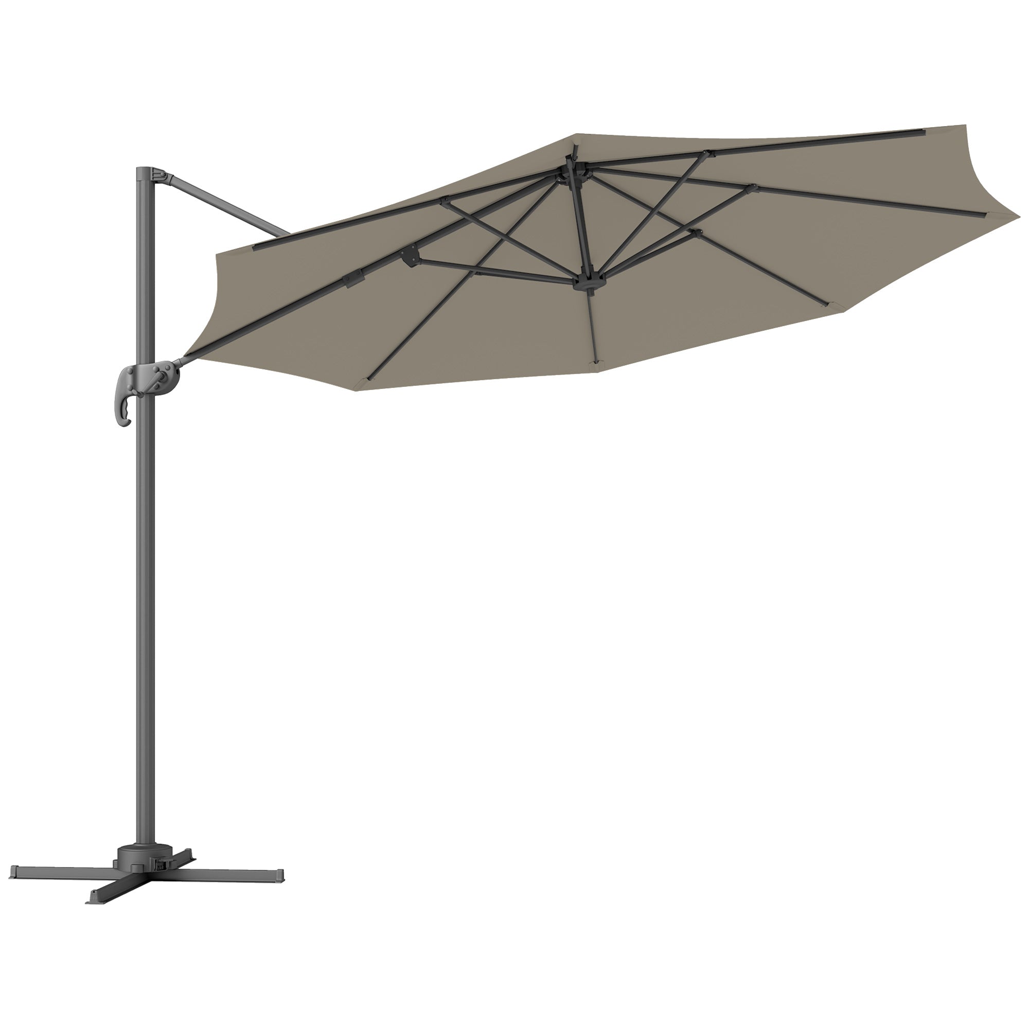3 x 3 Metre Cantilever Parasol with 360 Degree Rotation - Light Grey
