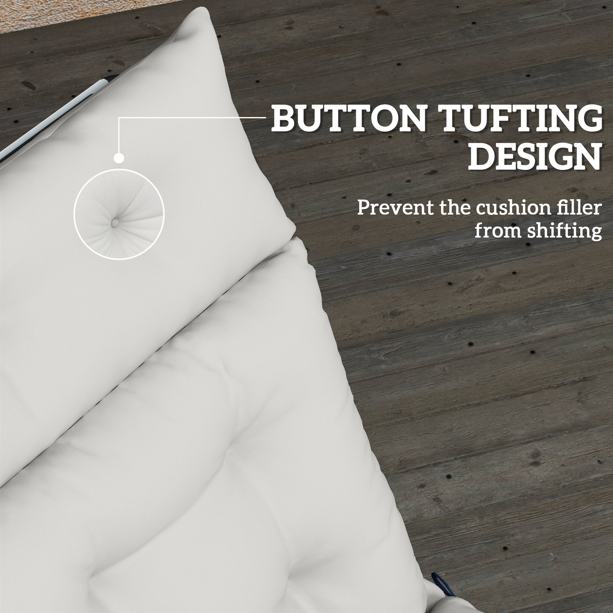 Sun Lounger Cushion Set of 2 - Thick 220gsm Fabric, Light Grey