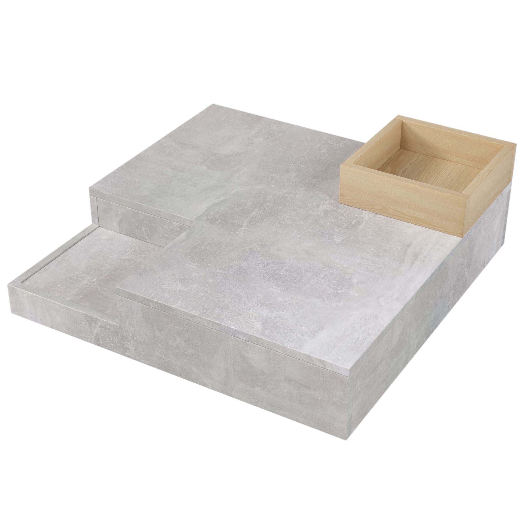 Coffee Table with Removable Storage Box, Modern Design, Sturdy Structure, 72L x 72W x 30H cm, Grey