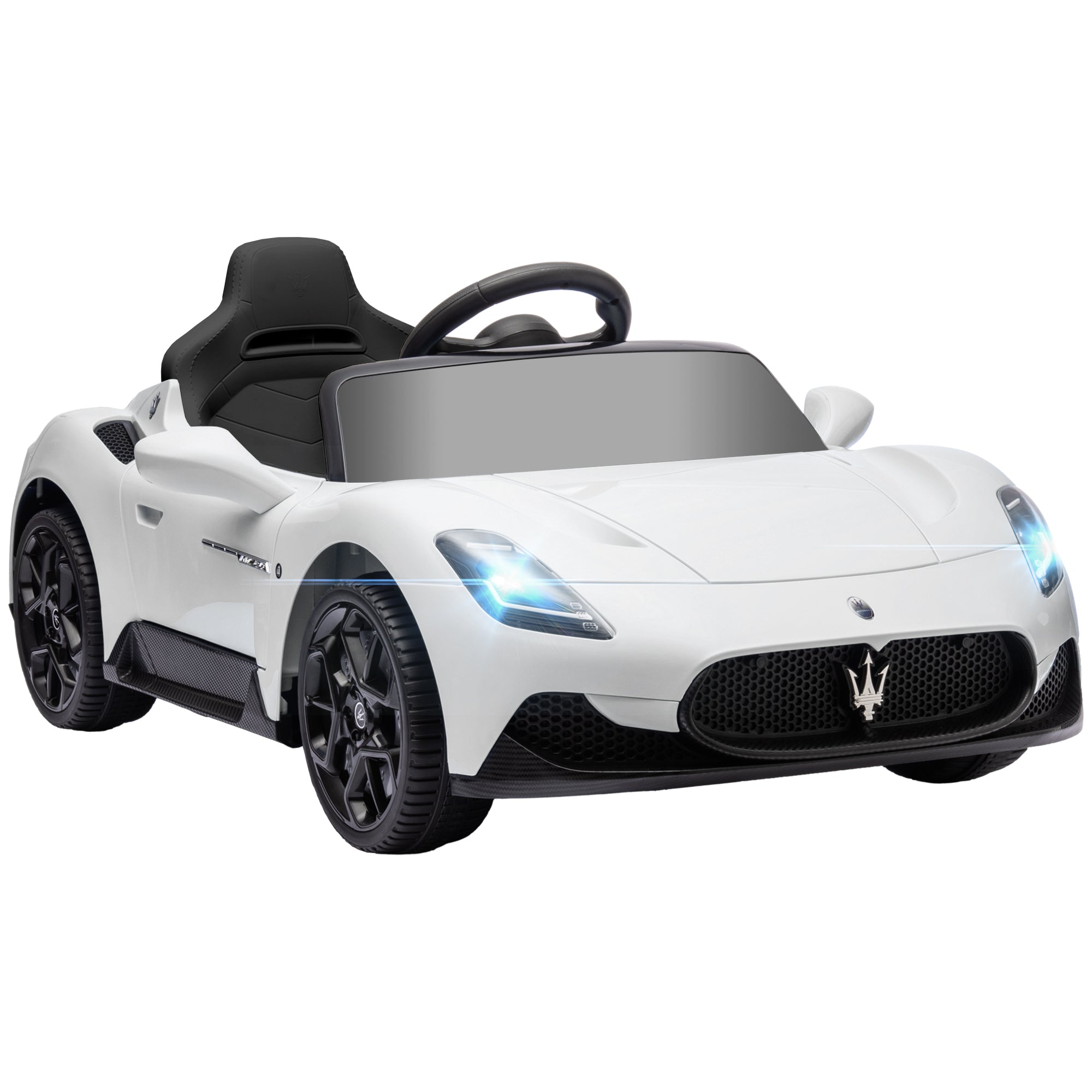 Maserati MC20 Licensed 12V Kids Electric Ride on Car with Remote Control, Spring Suspension, White