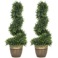Set of 2 Artificial Plants, Topiary Spiral Boxwood Cypress Trees with Pot, for Home Indoor Outdoor Decor, 90cm
