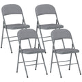 4 Pack Folding Chairs with Padded Seats, Velvet Portable Party Chairs with Steel Frame, Light Grey