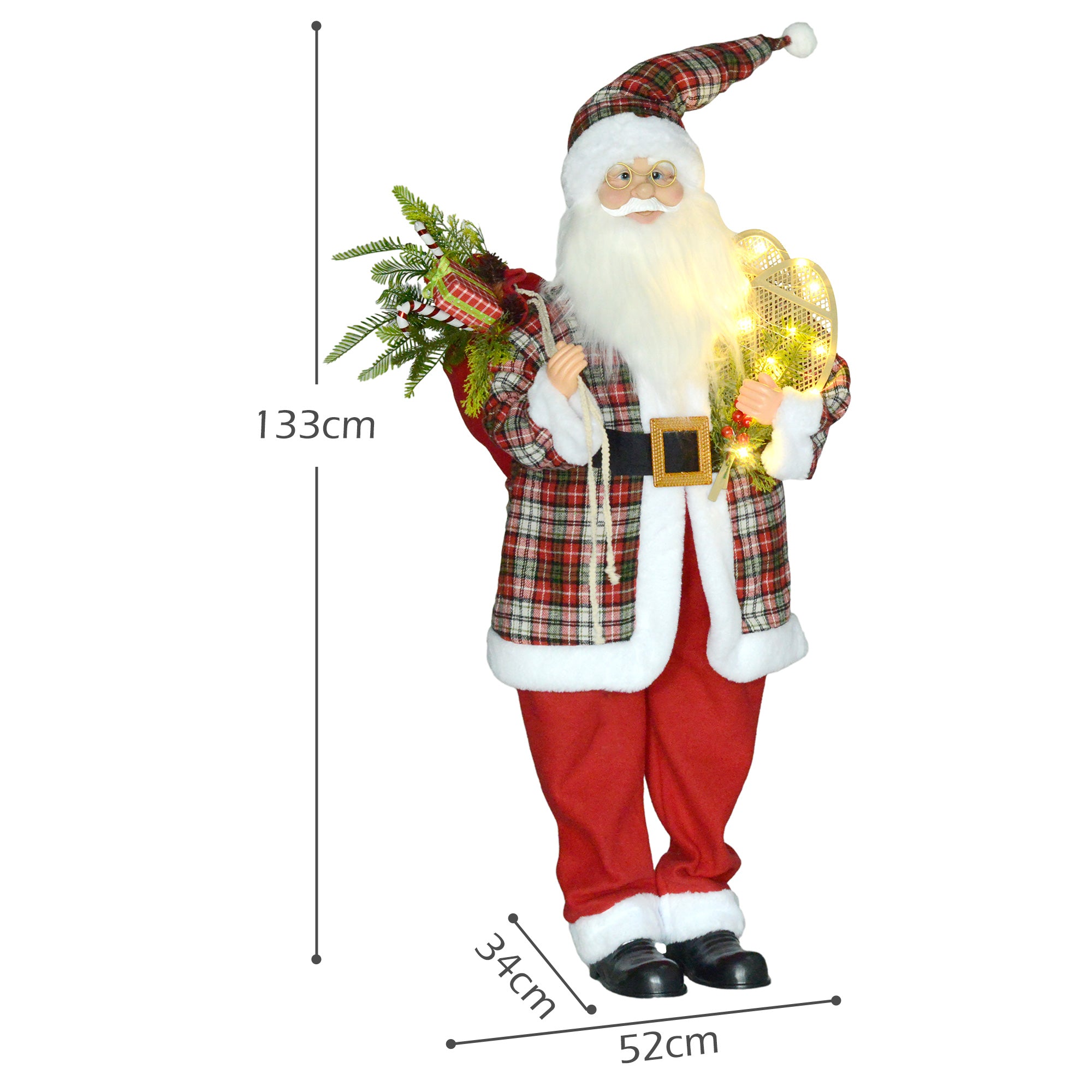 4'3" Animated Santa Claus Figure, with Sound and Lights - Red/Green