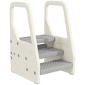 Adjustable 3 Step Toddler Tower with Handles, Non-slip Surface and Foot Pads, Grey