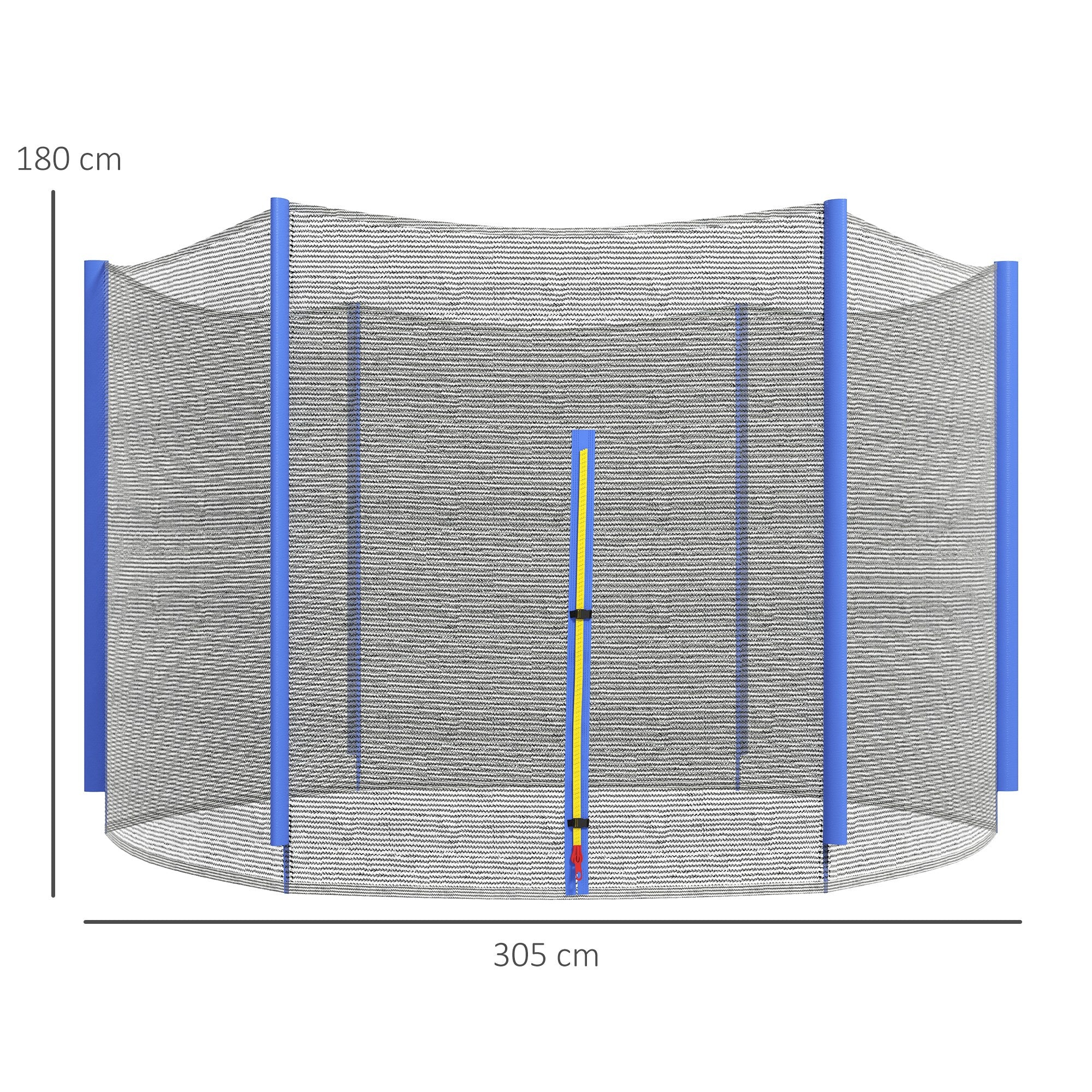 10ft Trampoline Net Replacement with 6 Plastic Pole Covers, Weather-Resistant Trampoline Netting Replacement with Zipped Entrance, Poles Not Included, Blue